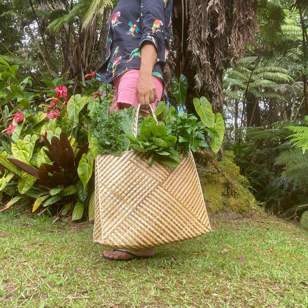 Hand Woven Lauhala Shoulder/Shopping/Tote Bag, Nautral Fiber